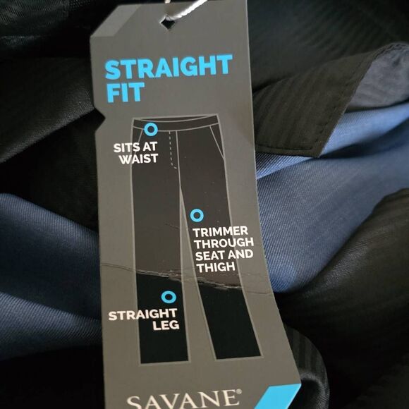 Savane Men's Size 40x30 Vintage Indigo Dlat Front No Iron Wicking Dress Pants - Picture 3 of 8